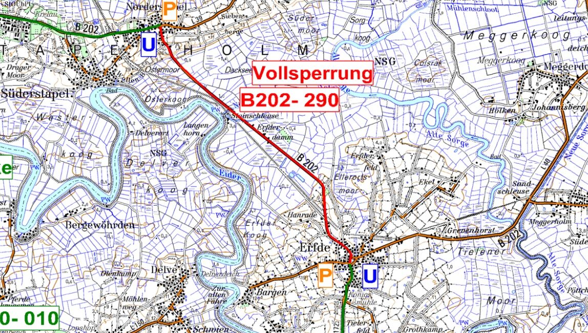 9.9.: Vollsperrung der B202 zwischen Stapel und Erfde